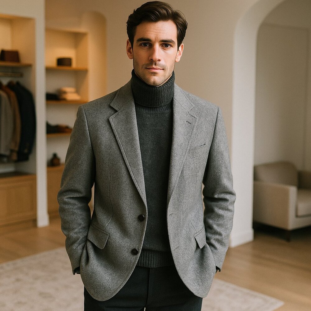 Vintage Hunter Haig Gray Wool Blazer — Union Made in USA | Quiet Luxury Classic